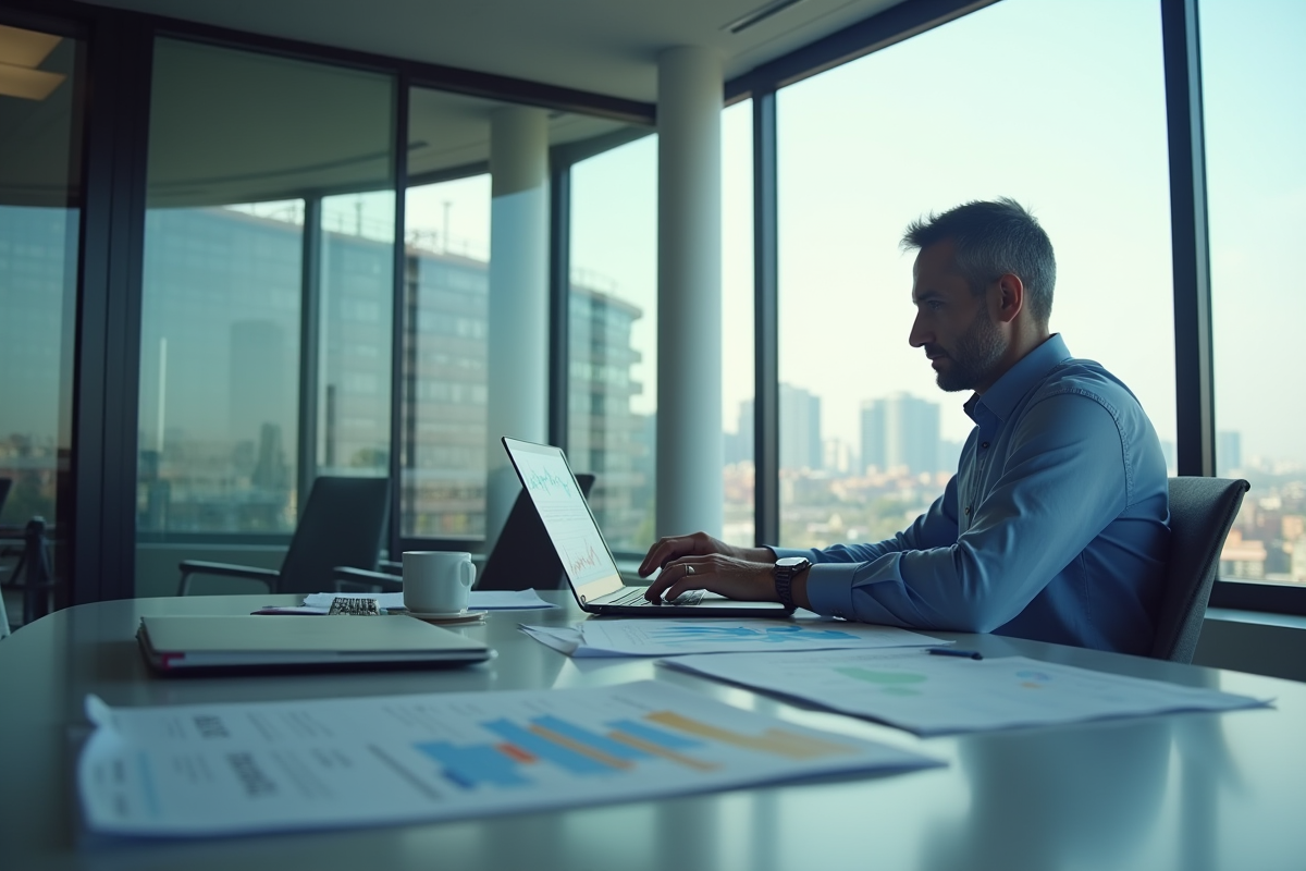 Analyste homme étudie graphiques cuivre au bureau