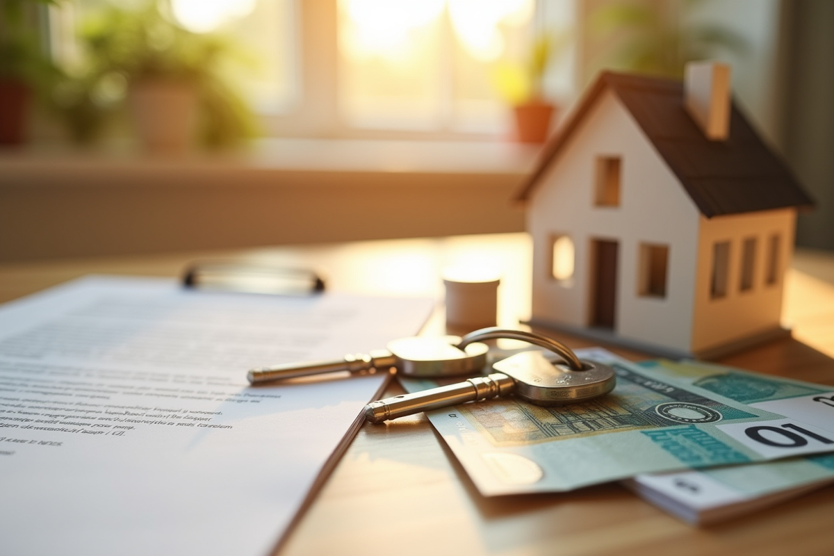 Clés de maison et contrat avec billets d euro en France