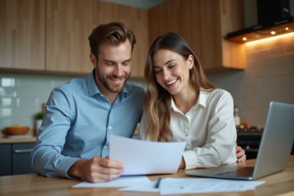 Couple d'adultes jeunes discutant de prêt immobilier