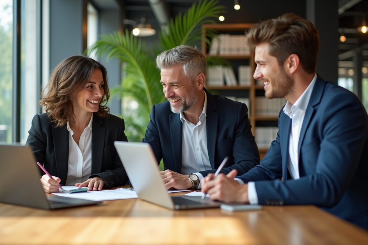 Groupe de professionnels en brainstorming dans un espace créatif