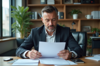 Homme d'affaires en réunion de travail dans un bureau moderne
