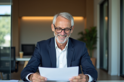 Homme senior en costume dans un bureau professionnel